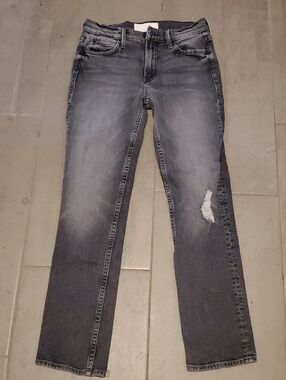 MOTHER Superior Jeans The Flirt Straight Leg in Hell Yeah Faded Black Size 25